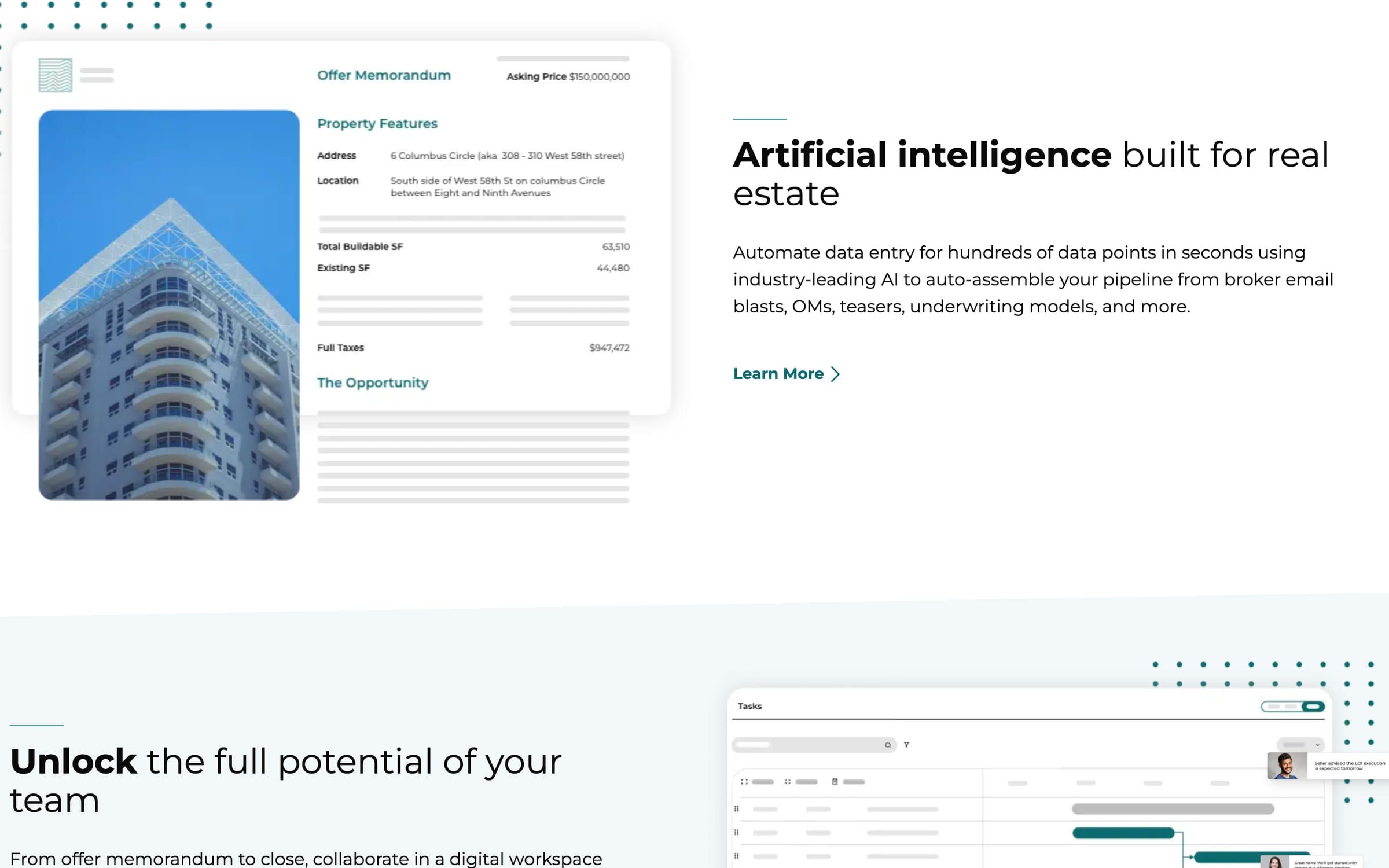 The artificial intelligence section with an offer memorandum illustration.