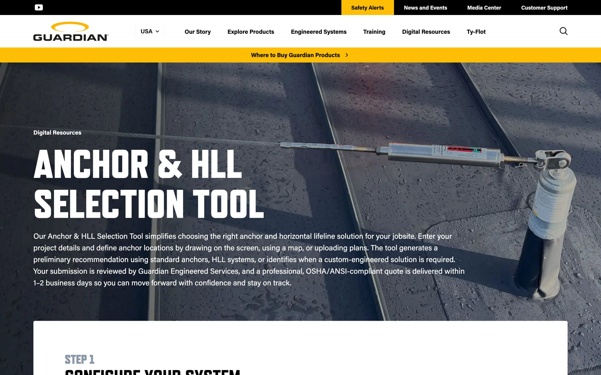 The Anchor & HLL Selection Tool landing page.