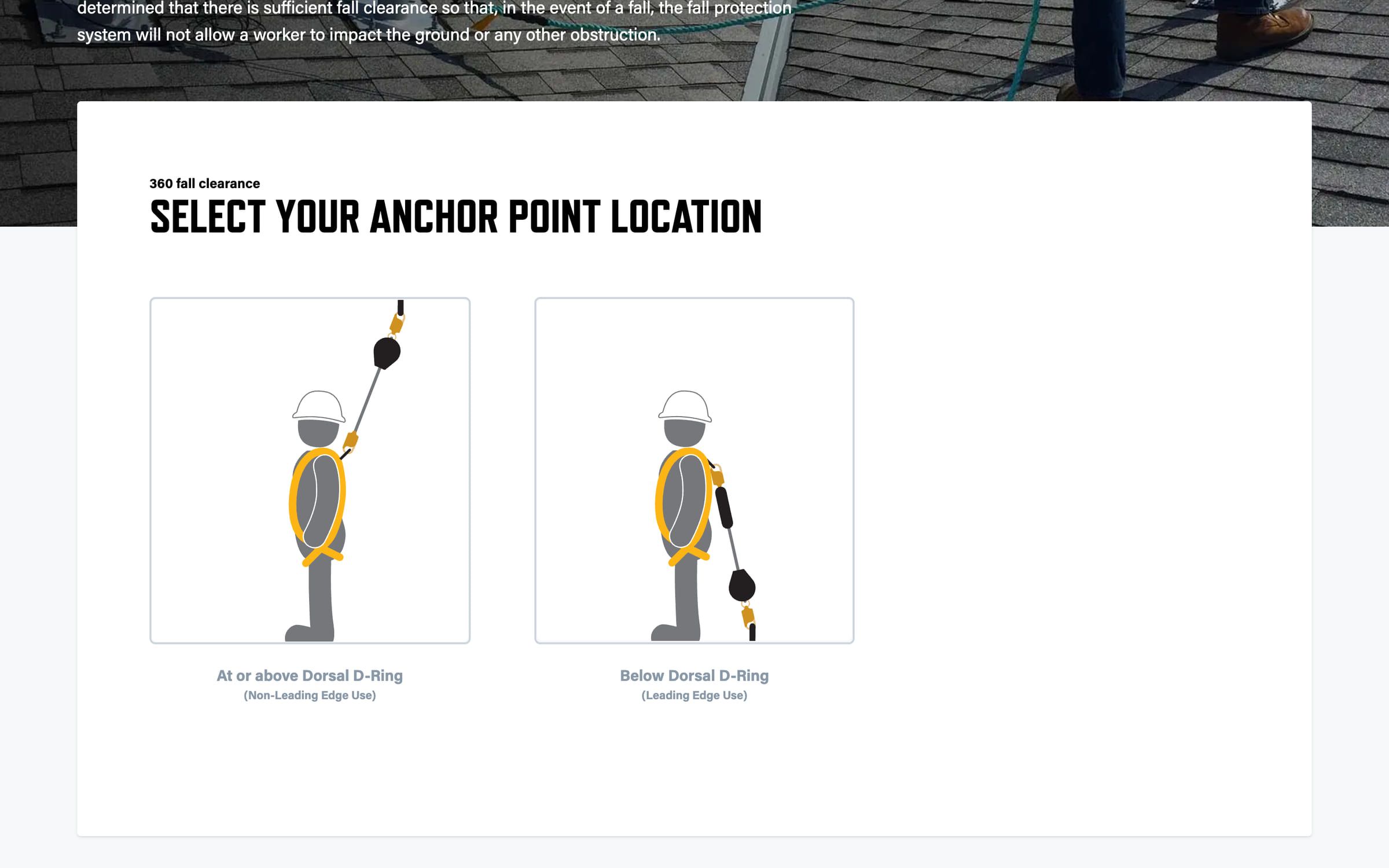 The calculator’s first step: choosing the anchor point location.