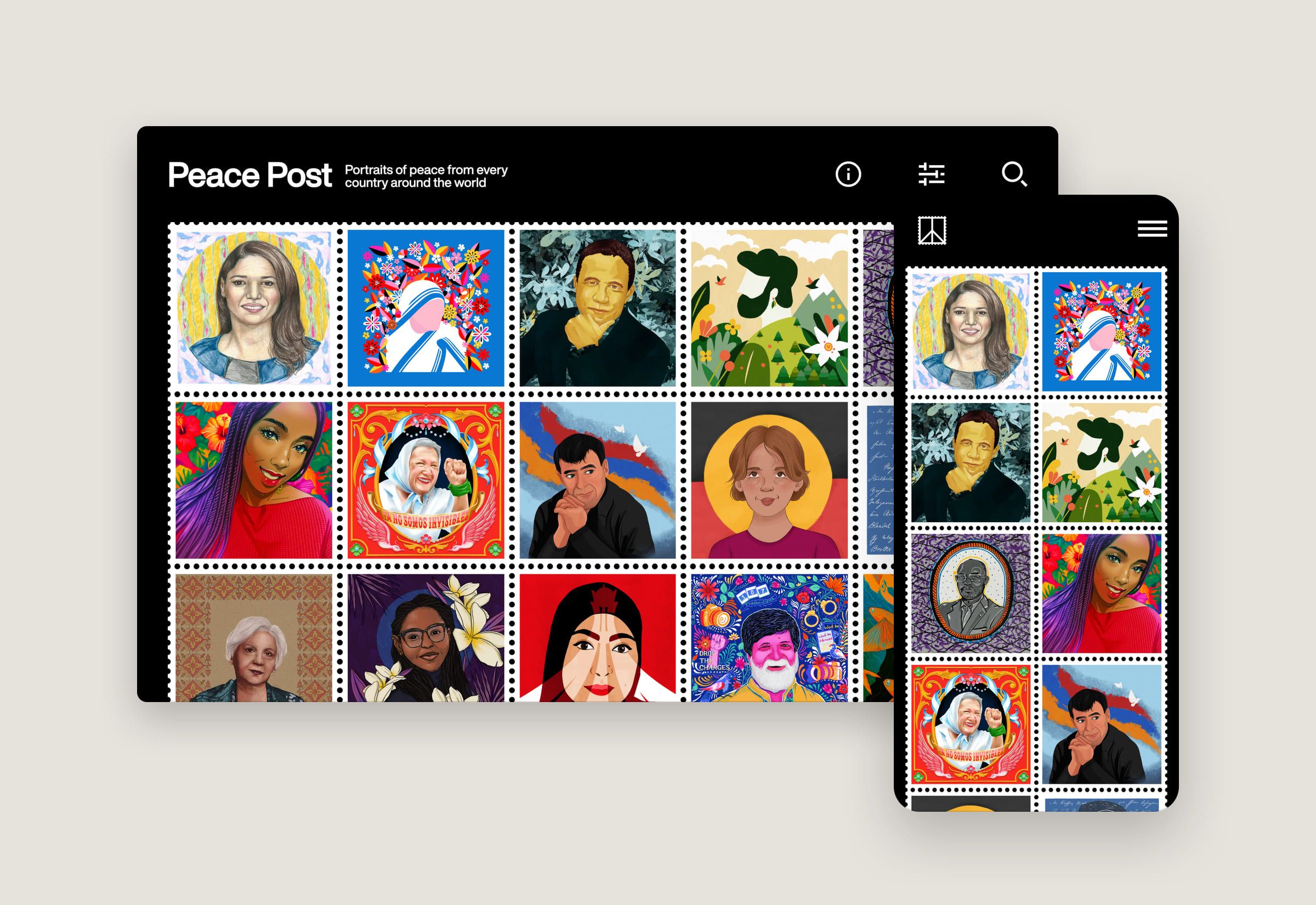 Peace Post on desktop and mobile.