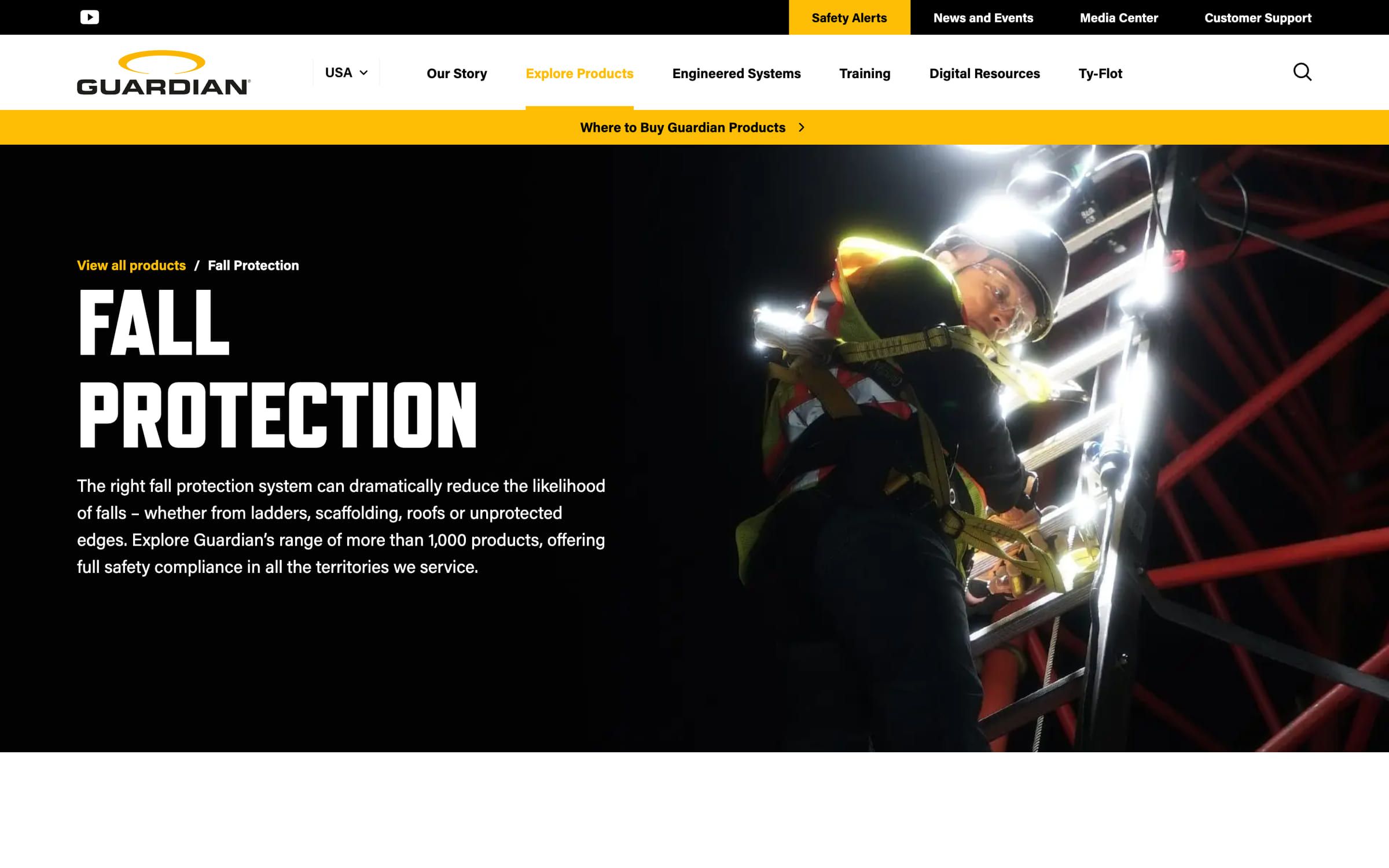 The Fall Protection category page.