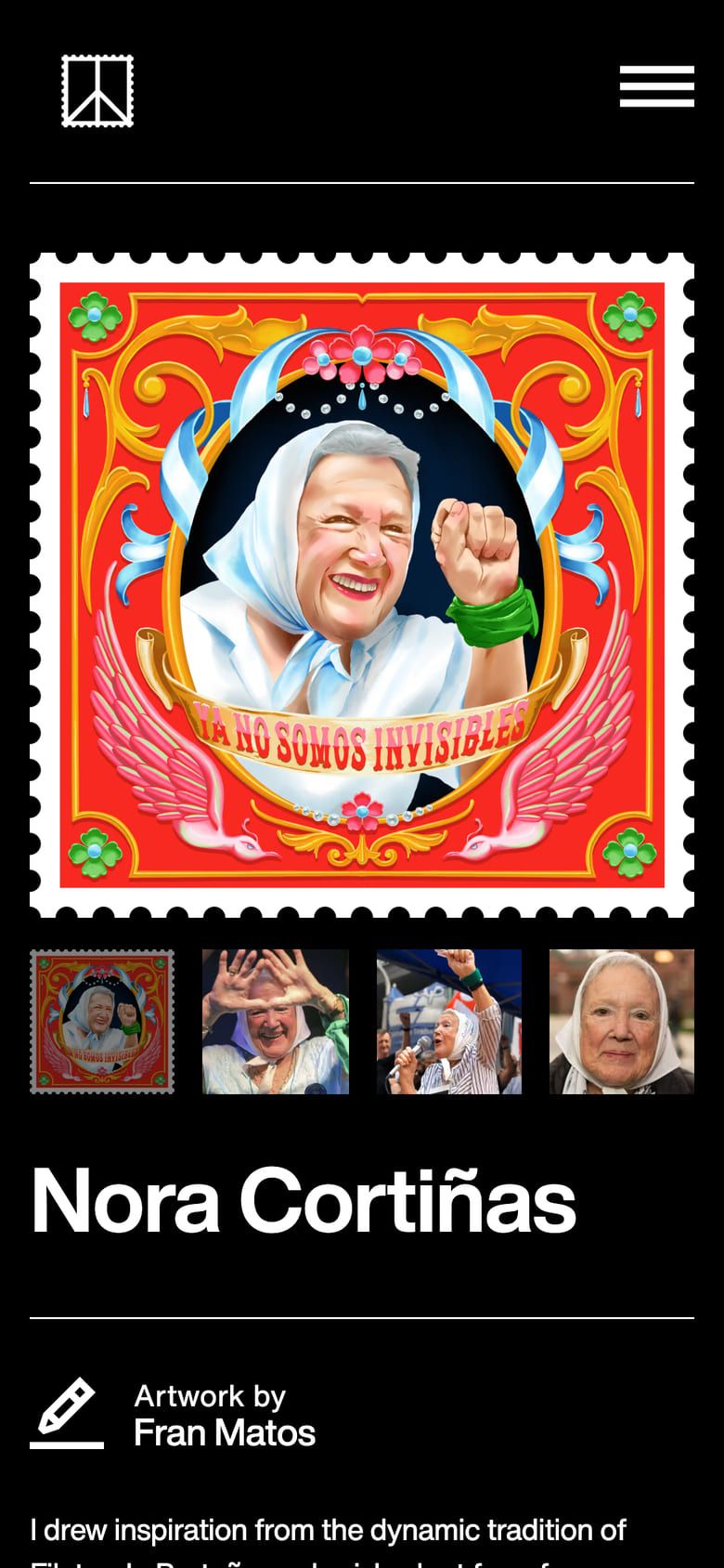 Nora Cortiñas’s page on a phone.