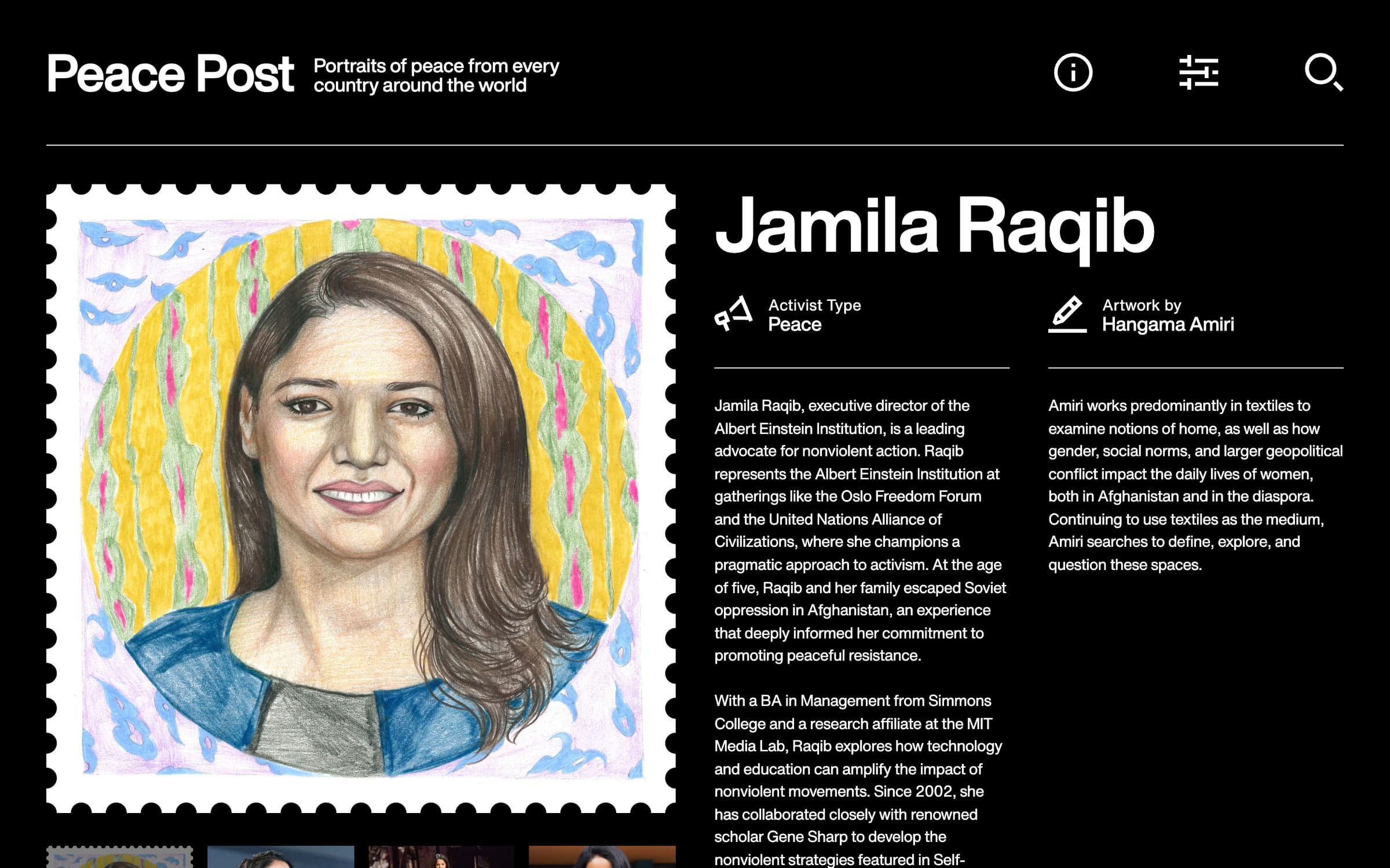 The Afghanistan page: Jamila Raqib, artwork by Hangama Amiri.