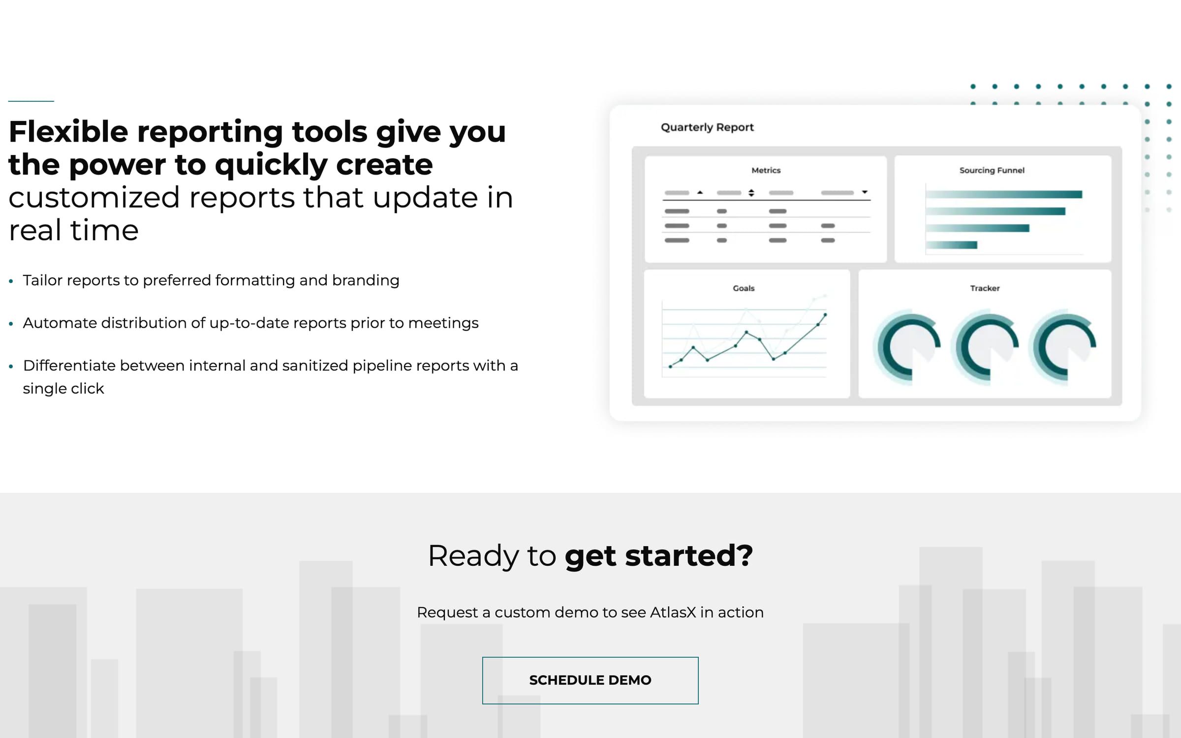 The reporting module with chart illustrations.
