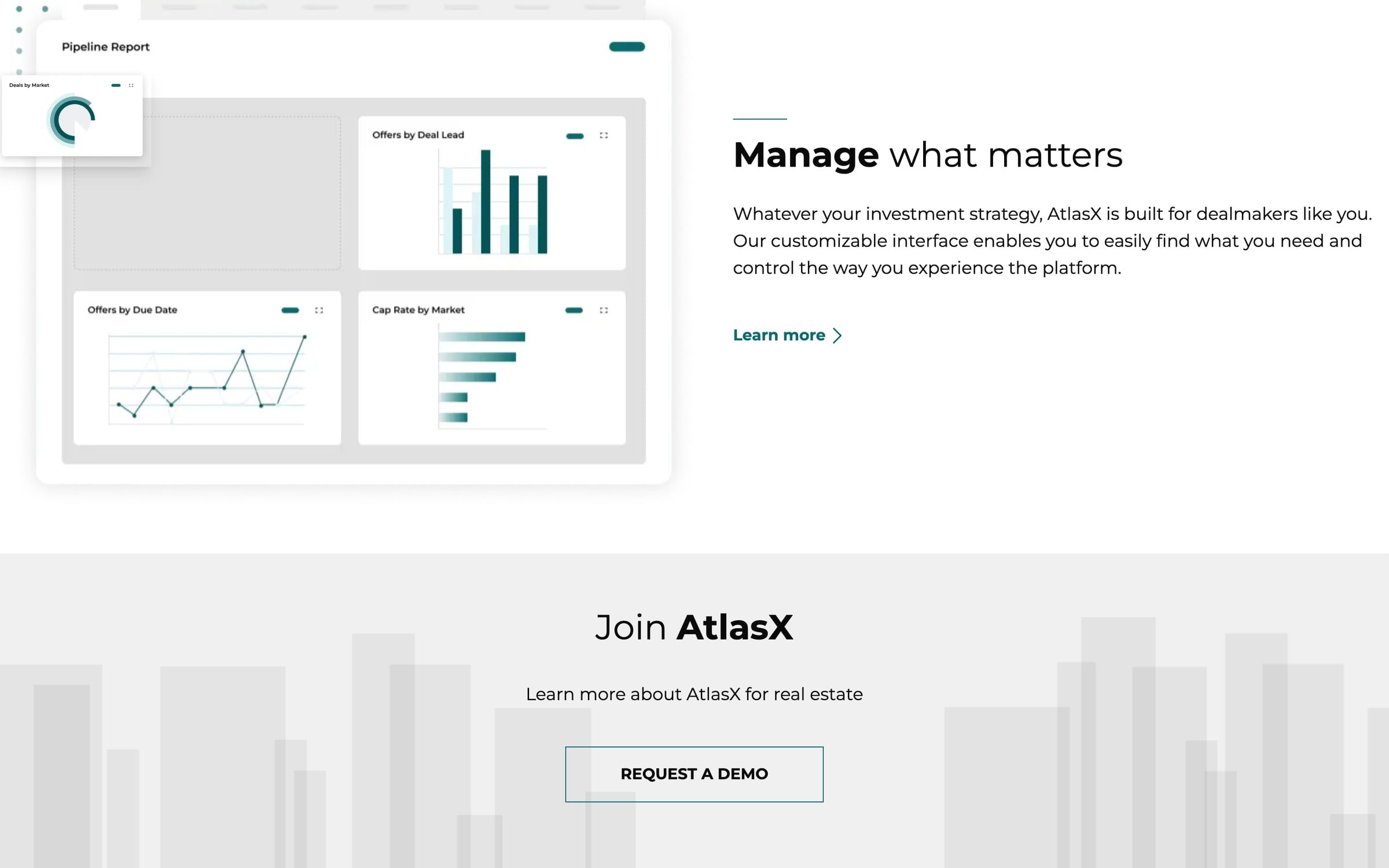 The Manage what matters reporting section.