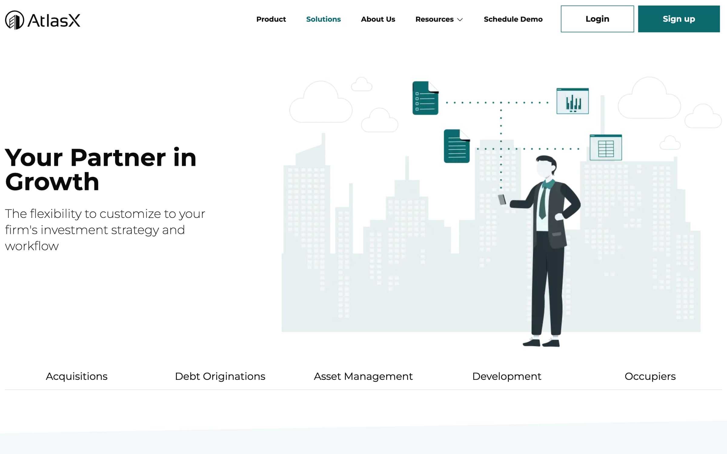 The Solutions page with its five roles.