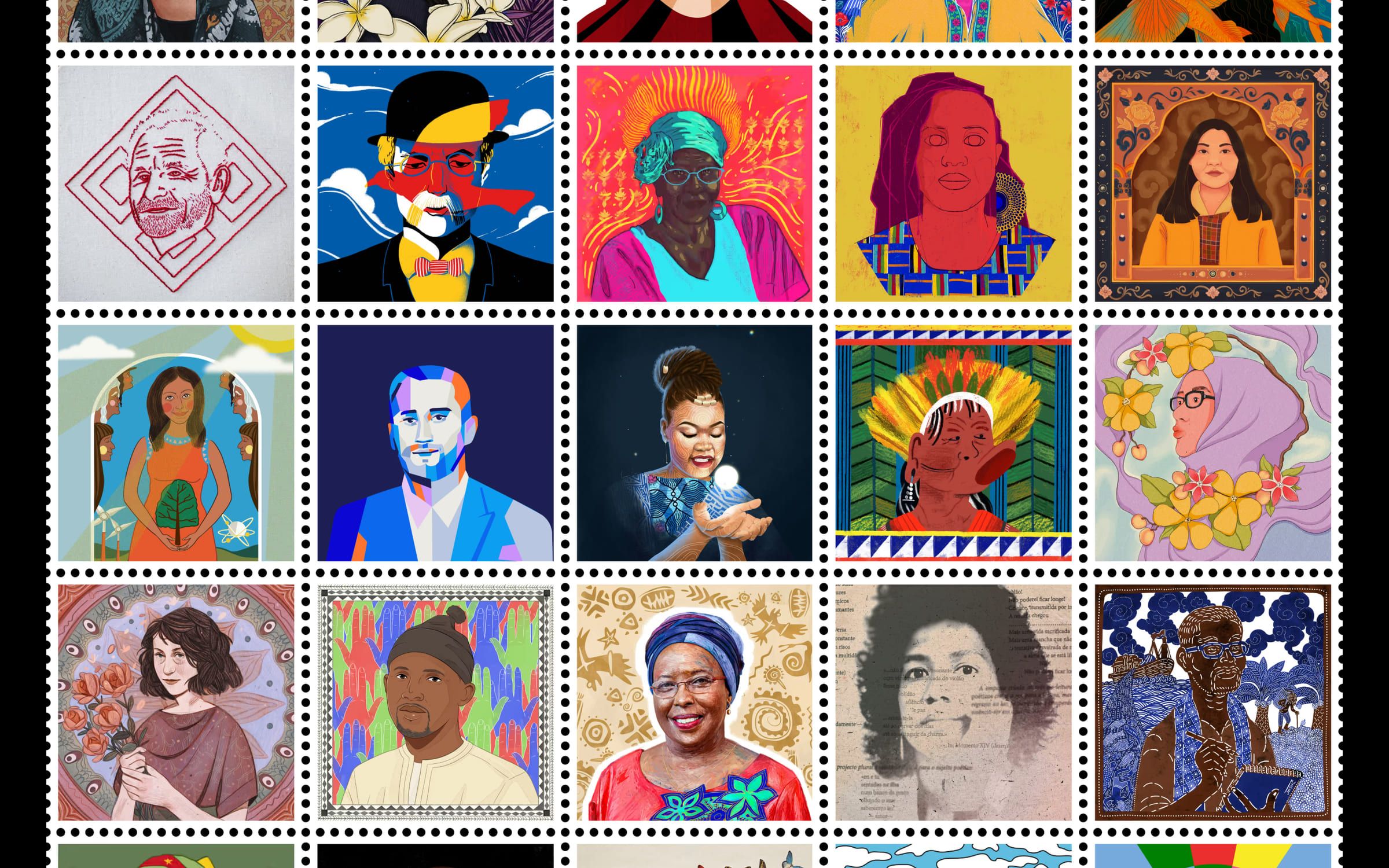 A stretch of the stamp wall further down the page.